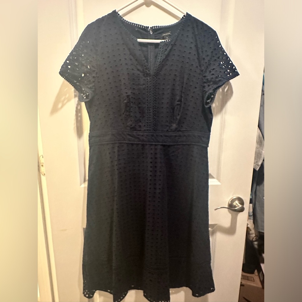 Navy Eyelet Ann Taylor Dress